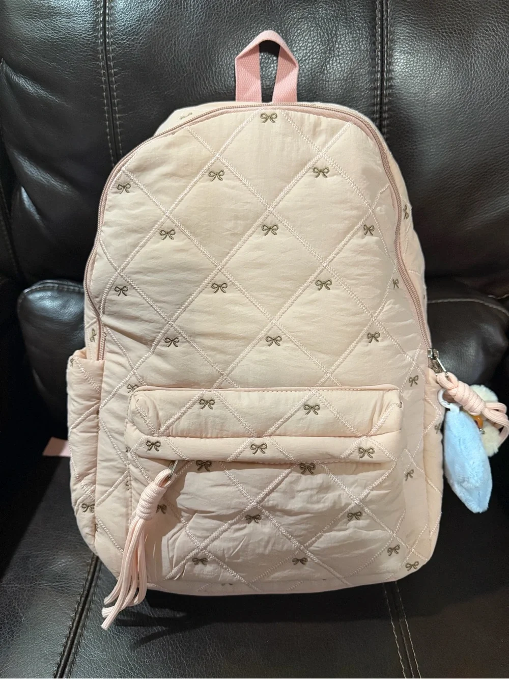 Pink Quilted Kids Backpack with Star Charms